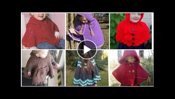 Stylish designer hand made crochet knitted baby girls hooded cap shawl design collection