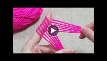 Amazing Woolen Flower Craft Idea using Fingers - Hand Embroidery Design Trick - Easy Flower Makin...
