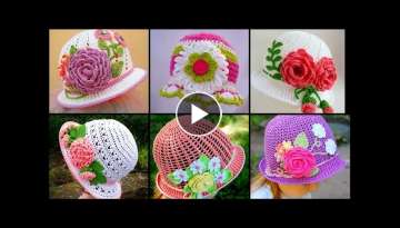 Most Stuninng & Cute Flower Embroidered Hand Knitted Crochet Baby Cap Design Ideas