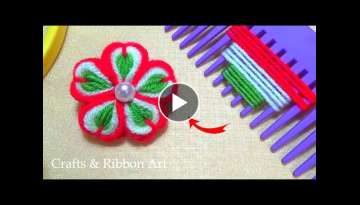 Easy Craft Ideas with Wool - Amazing Trick with Hair Comb - Hand Embroidery Flower