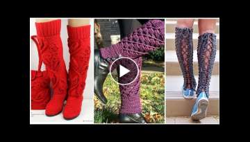 trendy and stylish crochet leg warmers and long socks design patterns and ideas
