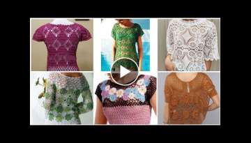 Trendy designer hand made crochet knitted bolero lace pattern women fashion top blouse/vintage dr...