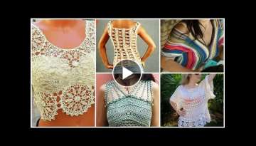 Trendy fashion designer hand knitted crochet doily lace pattern crop top blouse dress for women