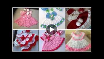 Very beautiful and trendy crochet knitted baby girls frocks design