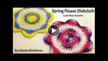 How To Crochet (Spring Flower Dishcloth) Free Pattern / Tutorial