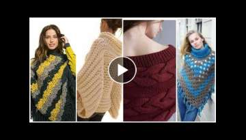 Trendy designer crochet knitted broiche pattern cardigan poncho shawls ,caplet scarf for ladies
