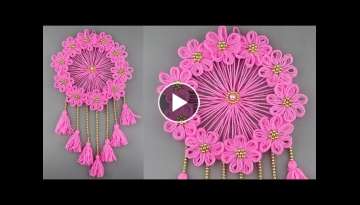 Woolen Craft Idea/Best Out of Waste Woolen Door Hanging/How To Make Wall Hanging for Room Decor