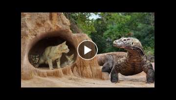 Primitive Man Saves Family Cats From Komodo Dragron Attack - Most Amazing Wild Animal Attack