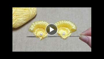Awesome Flower Craft Ideas with Woolen - Amazing Hand Embroidery Design Trick - DIY Woolen Flower...