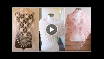 Latest stylish fancy cotton yarn crochet knitted lace pattern bridal shawl design for women fashi...