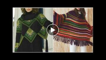 Tasseled Chunky Crochet Poncho Patterns /Kintted Pattern Poncho Shawl Designs For Women 2021-2022