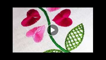 Hand Embroidery Patterns with Butterfly Stitch and Net Stitch