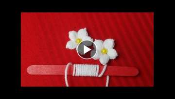 Hand Embroidery:Making Unique White Flower With Ice cream Stick/Amazing New Trick#Sewing Hack Par...