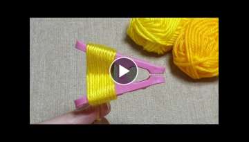 Super easy Woolen Embroidery Trick with Tongs - Amazing Hand Embroidery Butterfiy Design Ideas