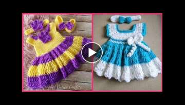 very Stylish And Attractive Crochet Handmade Baby Girl Frocks designes