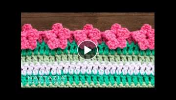HOW to CROCHET FLOWER BORDER EDGING for a Blanket Shawl or Scarf by Naztazia