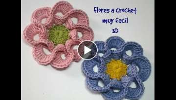 Flores a crochet muy facil 3D #tutorial