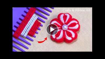 Amazing Trick with Hair Comb - Easy Woolen Flower Making - Hand Embroidery Design - Sewing Hack