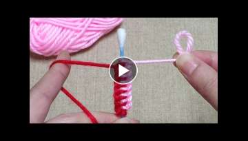 Super Easy Woolen Flower Craft Ideas with Cotton bud - Hand Embroidery Amazing Trick 