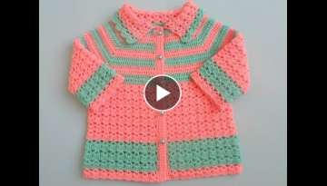How to crochet easy baby sweater cardigan Tutorial