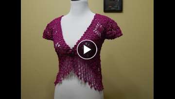 Bolero Crochet talla Chica Bugambilia parte 1 de 3