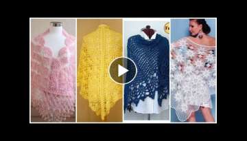 New trendy & elegant crochet designers bridal shawl, crochet hand knitting caplet shawl design