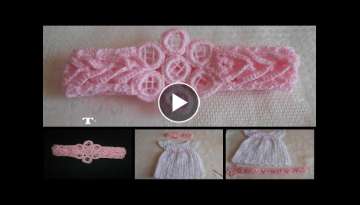 Tiara - diadema - vincha - banda en crochet, punto fantasia para bautizo
