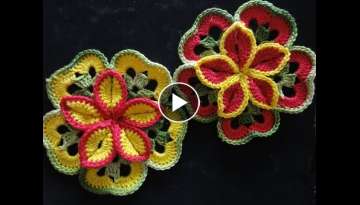 Volumetric flower of squares Crocheting