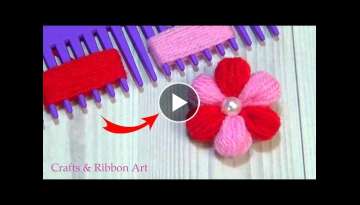 Amazing Woolen Flower Ideas with Hair Comb - Easy Trick - Hand Embroidery Design - Yarn Flowers