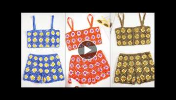 Stylish & Latest Summer Wear Crop Top & Mini Skirt Two Piece dresses For Girls/Crochet Mini Outfi...
