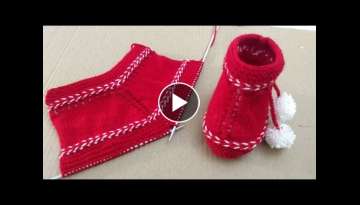 Easy Knitting Red Baby Shoes , Booties