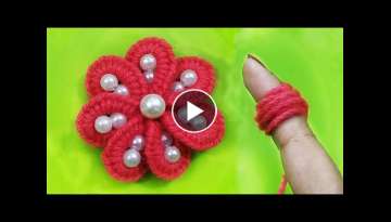 Amazing Woolen Flower Making Idea - Hand Embroidery Easy Trick with Finger