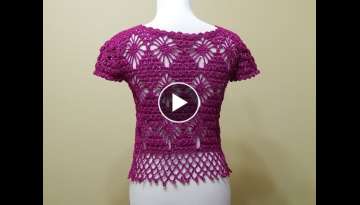 Bolero Crochet talla Chica Bugambilia parte 2 de 3