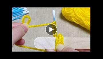 Easy Woolen Flower Making Ideas with Cotton bud - Amazing Hand Embroidery Design Trick