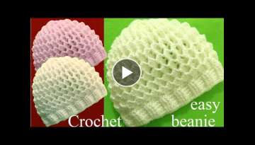 Gorro a Crochet en punto 3D panal o nido de abeja tejidos