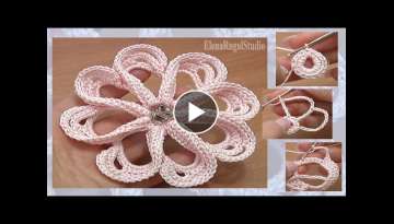 How to Сrochet Flower 8 Petals Tutorial 58 Stitches Worked Around Post