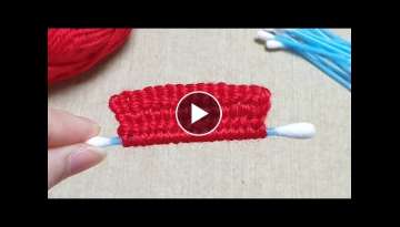 Amazing Woolen Flower Idea using Cotton bud - Hand Embroidery Design Trick