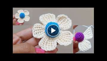 fast and easy tunisian crochet 5 petals flower / very easy Tunisian crochet method for beginner
