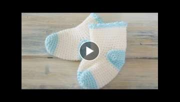 (Crochet) How To - Crochet Baby Sock Booties 0-3m