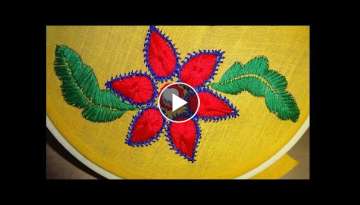 Hand Embroidery Beautiful Flower: Satin & Long Herringbone Stitch