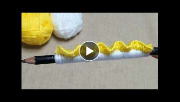 Easy Woolen Flower Making Ideas Pencil - New Amazing Hand Embroidery Design Trick